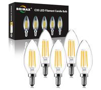 BRIMAX E14 LED Candle Bulbs Dimmable 4W, 40W Equivalent, Soft Warm White 2700K, 400lm, Small Edison Screw SES Chandelier Bulbs, C35 Vintage Filament Energy Saving Candelabra Bulb, 5Pack