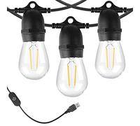 BRIMAX LED String Lights USB Powered 24.6FT, 2700K Warm White S14 1W LED Plastic Bulbs, Shatterproof, Dimmable Camping String Lights for Tents, Backyard, Xmas, Indoor or Outdoor Use