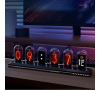BRIMFORD Nixie Tube Clock, LED Nixie Watch, IPS Digital Desk Tube Clock with RGB, Calendar, DIY Customised Photo Display, Power-Off Memory, Weather Forecast for Lovers, Birthday (No RGB)
