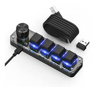 BRIMFORD One-Handed Macro Mechanical Keyboard, 4 Keys Gaming Keyboard Fully Programmable for Knobs and Keys, OSU Keypad Hotswap Keypad with RGB for Game Editing PS