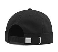 Brimless Cap Skullcap Rolled Cuff No Visor Beanie Sailor Hat for L/XXL Big Head, Black, M-L