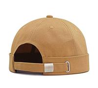 Brimless Cap Skullcap Rolled Cuff No Visor Beanie Sailor Hat for L/XXL Big Head, Khaki, L(22.04"-24")