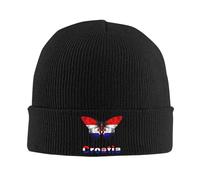 Brimless Hat Butterfly Funny Croatian Croatia Flag Slouchy Knit Winter Cap Lightweight Thermal Hat for Yoga Adults Running