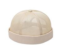 Brimless Hat Men Mesh Breathable Round-Top Cap Street Dance Hip-Hop Cap Rolled Cuff Retro Brimless Hat Docker Caps Fashion Casual Hats Suitable for Parties, Campus
