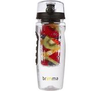 Brimma Water Bottle with Fruit Infuser - 0.94 Litre Large, Leakproof, Clear Plastic Fruit Infusion Gym Water Bottle for Sports, Camping, Running and Travel