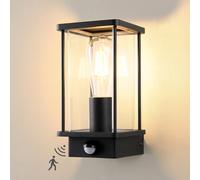 BRIMMEL Motion Sensor Outdoor Wall Lights Mains Powered, Black Outside Wall Lantern, Aluminum Waterproof Anti-Rust, Dusk Till Dawn Outdoor Sensor Wall Lights for Front Door, Porch, Bulb not Included