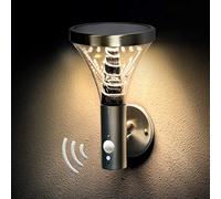 BRIMMEL SG601071 LED Solar LED Outdoor Light with Motion Sensor Wireless Waterproof Wall Lantern for Patio, Porch 3000 K 600 Lumen Warm White IP44, Stainless Steel