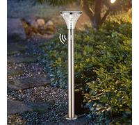 BRIMMEL Solar Outdoor Garden Post 60W Brushed Stainless Steel Auto Switch with Motion Sensor Bollard Light 3-Light-Modes IP44 Landscape Light 3000K Warm White, 80cm, SG601095