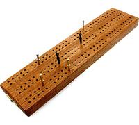 Brimtoy 3 Track Hardwood British Cribbage Board - 30cm (12") with Built in Peg Storage - Supplied with Metal Pegs and Instructions - Hand Made in the UK