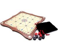 Brimtoy Alquerque Traditional Wooden Board Game - Strategy Board Game for 2 Players Aged 8+ - Hand Made in the UK