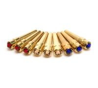 Brimtoy brass Crystal- tipped cribbage pegs - set of 9 -assorted colours, 3pegs, 3 colours - will fit standard cribbage board