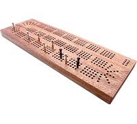 Brimtoy British made Solid Hardwood 4 Track Continuous Cribbage Board with Built in Peg Storage - Supplied with 8 Metal Cribbage Pegs - Board Size 30 x 7 x 2cm - Adult/Teen - Hand Made