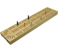 Brimtoy Continuous 3 track wooden British cribbage board with storage compartment for pegs - 30cm board supplied with 4 metal pegs and instructions - Adult/Teen card game - unisex - Made in the Uk