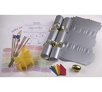 Brimtoy Cracker Kit 14" Silver Christmas/Wedding Crackers x 6 with Snaps, Jokes, Trivia Questions and Ribbon