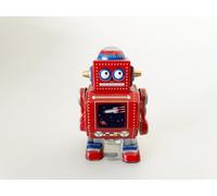 Brimtoy Little Red Robot with wind -up mechanism - nostalgic replica for adult collectors - wind up the key and watch him march off - 8 cm tall unisex