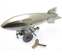 Brimtoy Mechanical Zeppelin Toy, Wind-up Clockwork Retro Tin Toy Replica, 20cm, Silver, Historical, Adult, Indoor, Includes Wind-up Key