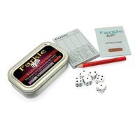 Brimtoy Pocket Version of Traditional Farkle Game - Dice Game of Luck and Tactics - Age 14+ - Supplied with 6 Dice, Pad, Pencil and Instructions in a Tin for Easy Travel