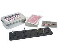 Brimtoy Travel/pocket cribbage board in tin with playing cards and pegs