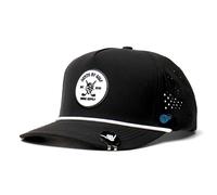 BRIMZ Golf Performance Hat - Tee Holder & Magnetic Ball Marker - Breathable, Sweat & Water Resistant Golfing Snapback Hat, Death By Golf - Black, One size