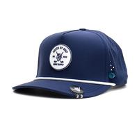 BRIMZ Golf Performance Hat - Tee Holder & Magnetic Ball Marker - Breathable, Sweat & Water Resistant Golfing Snapback Hat, Death By Golf - Navy, One size
