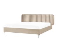 Beliani Bed Velvet Brin 180 X 200 Cm (Eu Super King) Taupe