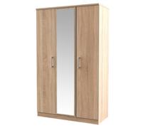 Devon Ready Assembled 3 Door Mirrored Wardrobe - Bardolino Oak