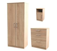 Devon Ready Assembled Three Piece Bedroom Set - Bardolino Oak