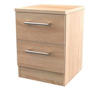 Brindisi Ready Assembled Oak Effect 2 Drawer Bedside Table (H)505mm (W)395mm (D)415mm