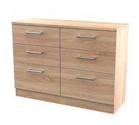 Devon Ready Assembled 6 Drawer Midi Chest - Bardolino Oak