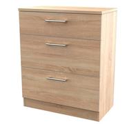 Devon Ready Assembled Oak Effect 3 Drawer Chest Of Drawers (H)885mm (W)765mm (D)415mm