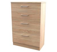 Brindisi Ready Assembled Oak Effect 4 Drawer Chest (H)1075mm (W)765mm (D)415mm