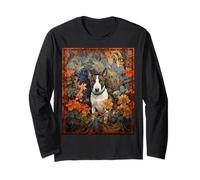 Brindle Bull Terrier Floral Botanical Dog Art Long Sleeve T-Shirt