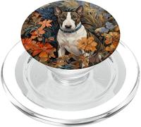 Brindle Bull Terrier Floral Botanical Dog Art PopSockets PopGrip for MagSafe