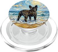 Brindle French Bulldog at the Beach Frenchie Dog Artwork PopSockets PopGrip for MagSafe