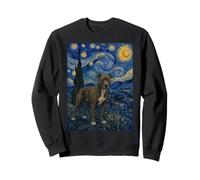 Brindle Pitbull Dog Van Gogh Starry Night Sweatshirt