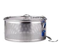 Brine Basket - Multipurpose Seasoning Mesh Basket for Evaluating | Stainless Steel with Locking Clasp, Fine Perforated Cylinder, Culinary Infuser for Soup, Stew, Broth and Commercial Kitchens