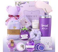 Briney 14 Pcs Bath Sets for Women Gifts Luxury SPA Sets for Valentine's Day Mother's Day Gift, Lavender Themed Present Self Care Relaxation Bath Basket Get Well Soon Package for Mom Wife Sister Friend