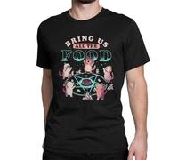 Bring All The Food Evil Cat T-Shirts Men Japanese Japan Retro T Shirt Monster Kaiju Cotton Tee Shirt Arrival Black