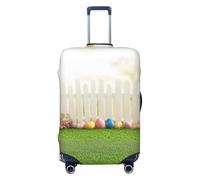 Bring Cute White Rabbits and Eggs Elastic Travel Luggage Cover Suitcase Protector, Print Suitcase Baggage Cover Anti-Scratch