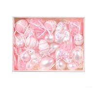 Bring Joy to Your Holiday with 30PCS Colorful Painted Eggs Decorations Made from ABS Material for Use (Pink)