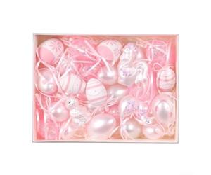Bring Joy to Your Holiday with 30PCS Colorful Painted Eggs Decorations Made from ABS Material for Use (Pink)
