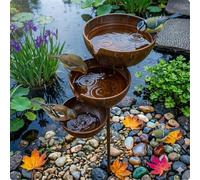 Bring Life Back to Your Garden, 3 Tier Rain Catcher Bird Bath, Bronze Rain Catcher Garden Stake Birds Baths, Antique Bronze Outdoor Rainwater Collector, Self-Filling Metal Birds Baths