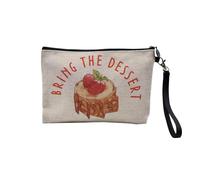 Bring The Dessert Pastry Drawing Linen Look Canvas Makeup Bag Coin Purse 15 x 10 cm, linen, 23.5 x 15 cm, Makeup Bag