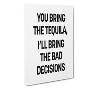 Bring The Tequila Typography Canvas Print | Gallery Wrapped 30mm Frame Wall Art | 30x20 inches | Ready to Hang | Modern Typography Picture | Living Room Bedroom Lounge Office