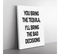 Bring The Tequila Typography Quote Canvas Wall Art Print Ready to Hang, Framed Picture for Living Room Bedroom Home Office Décor, 60x40 cm (24x16 Inch)