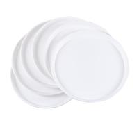 Bringer 14 Inch Round Food Serving Tray for Restaurant, 6 Pack Plastic Round Serving Trays, White