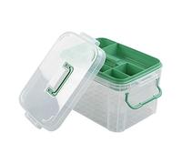 Bringer 15 QT Clear Plastic Family First Aid Box, Medicine Storage Box | Portable Medicine Cabinet with Green Handle, Medicine Container with Tray, Empty First Aid Kit for Home