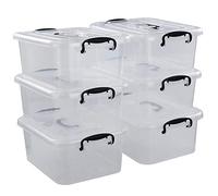 Bringer 6-Pack 8 L Clear Plastic Storage Boxes, Clear Latch Boxes