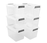 Bringer Plastic Storage Bins with Lids 6 Pack, 12 Quart Storage Containers | Clear Storage Boxes with Buckle Latch and Handle, Stackable Storage Organizers for Home Pantry Office Classroom Organization