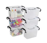Bringer Set of 6 Mini Plastic Storage Box, 1.5 L Clear Tiny Latch Box, F